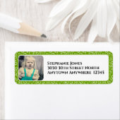 Étiquette Votre photo 50e nombre aléatoire Motif vert (En situation)