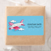 Étiquette Voyage d'avion d'aquarelle (En situation)