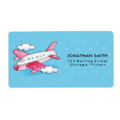 Étiquette Voyage d'avion d'aquarelle (Devant)