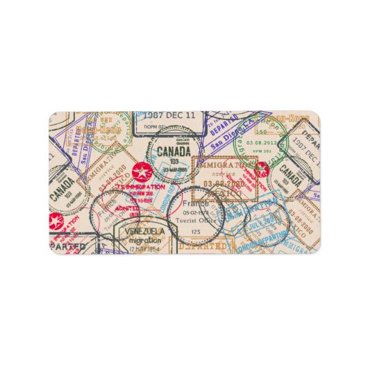 Étiquette Voyage de timbres de passeport (Devant)