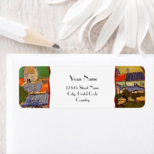 Étiquette Vue d'Auvers Vincent van Gogh. (En situation)