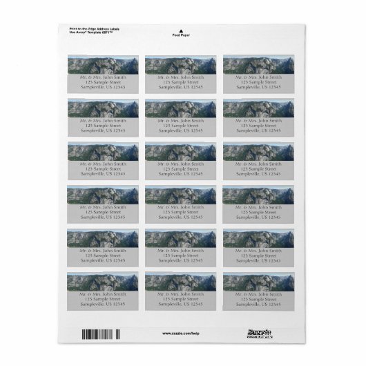 Étiquette Vue depuis Glacier Point dans le parc national Yos (Feuille entière)