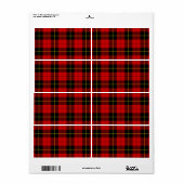 Étiquette Wallace tartan rouge noir plaid (Feuille entière)