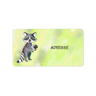 Étiquette Waschbär mit Schaf Aufkleber