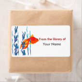 Étiquette Watecolor mignon Poisson rouge Digital Quilt (En situation)