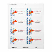 Étiquette Watecolor mignon Poisson rouge Digital Quilt (Feuille entière)