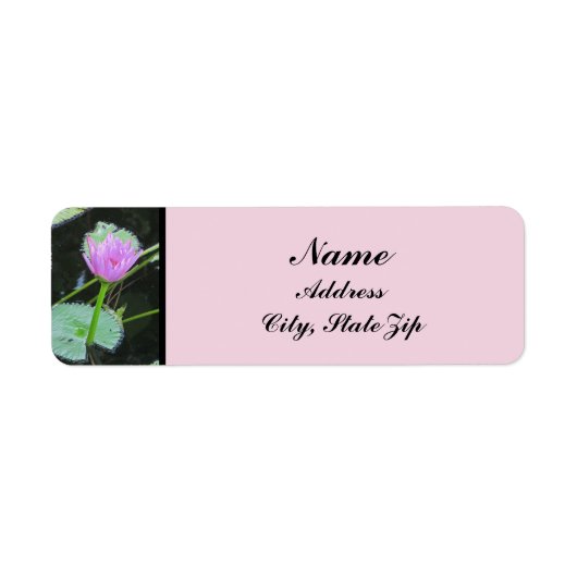 Étiquette Water Lily Photo Belle rose pourpre fleurie (Devant)