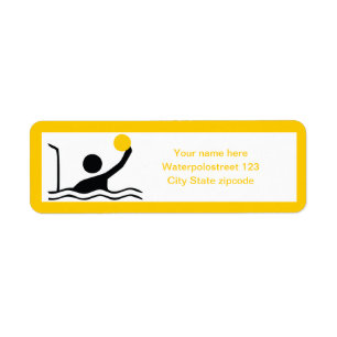 Étiquette Water polo player black silhouette custom