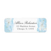 Étiquette Watercolor baby blue gold glitter (Devant)