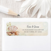Étiquette Watercolor Beach Seashings Mariage Adresse de reto (En situation)