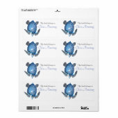 Étiquette Watercolor Blue Sea Turtle Book Appartient À (Feuille entière)