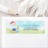 Étiquette Watercolor Booster Rooster Farm (En situation)