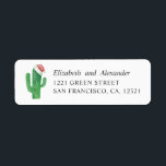 Étiquette Watercolor cactus. Santa Claus. Christmas address<br><div class="desc">Watercolor Christmas cactus address label.</div>
