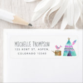 Étiquette Watercolor Camping fête d'anniversaire (En situation)