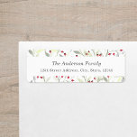 Étiquette Watercolor Christmas Berries Adresse de retour<br><div class="desc">Étiquette d'adresse de retour personnalisée avec motif de baies d'aquarelle rouge.</div>