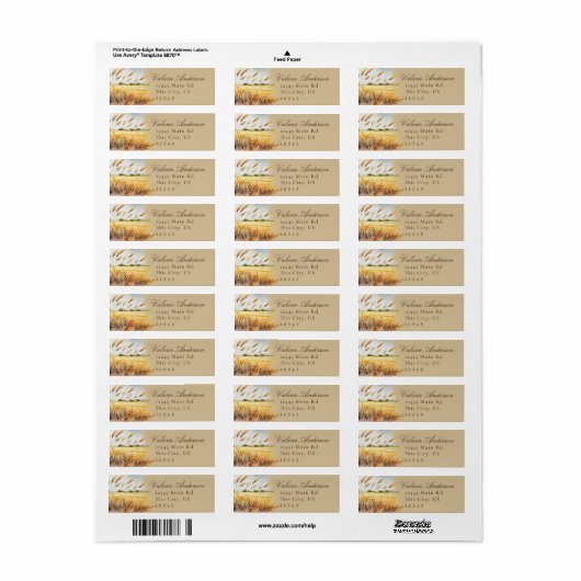 Étiquette Watercolor Country Wheat Field script (Feuille entière)