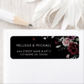 Étiquette Watercolor Dark Roses   Wedding (En situation)