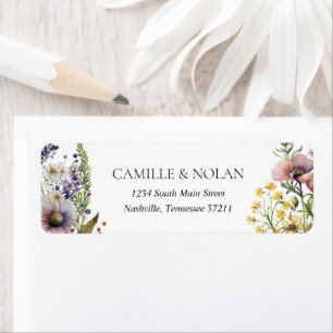 Étiquette Watercolor Fleur sauvage Garden Floral Adresse de 