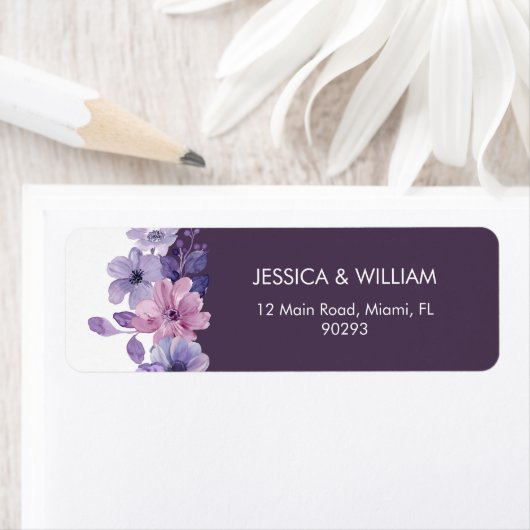 Étiquette Watercolor Floral Address Label (En situation)