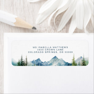 Étiquette Watercolor Forest Mountain Rustic Adventure Retour