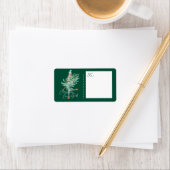 Étiquette Watercolor Girl tenant À feuillage persistant sapi (En situation)