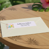 Étiquette Watercolor Love Birds with Pink Flowers