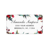 Étiquette Watercolor Mistletoe Berry Branch Noël Retour (Devant)