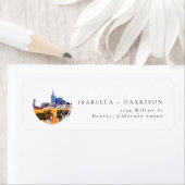 Étiquette Watercolor Nashville Skyline Adresse de retour (En situation)