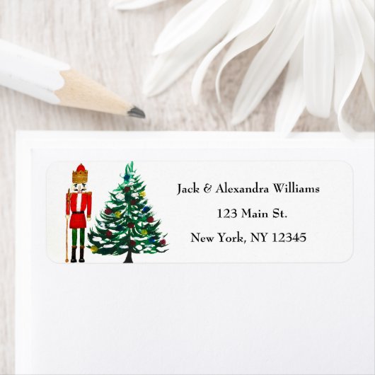 Étiquette Watercolor Nutcracker Christmas Adresse de retour (En situation)