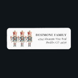 Étiquette Watercolor Nutcracker Christmas Adresse de retour<br><div class="desc">Un trio de figures de craquelins d'aquarelle ornent vos étiquettes d'adresse de retour simples. Personnalisez avec votre nom et votre adresse. Idéal pour Noël ou pour vos Cartes de fin de année.</div>