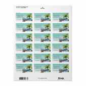 Étiquette Watercolor Palm Tree Aqua Sky Nouvelle adresse (Feuille entière)