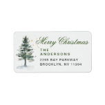 Étiquette Watercolor Pine Tree Chic Christmas Return Address<br><div class="desc">Watercolor Pine Tree Chic Christmas Return Address label.
Personalize your holiday  return address label with  this red watercolor holly berries wreath and your photo.</div>