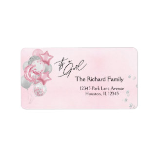 Étiquette Watercolor Pink Balloons Its A Girl Baby Shower