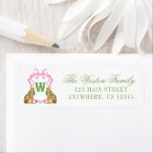 Étiquette Watercolor Preppy Leopard Monogram Crest Address (En situation)