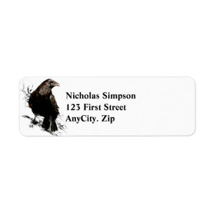 Étiquette Watercolor Raven Bird Animal Art Retour d'adresse