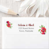 Étiquette Watercolor Red Poppies Floral Art (En situation)