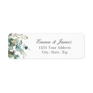 Étiquette Watercolor Sage Eucalyptus Wedding Return Address