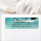 Étiquette Watercolor Sailboat Palm Trees & String Lights (En situation)