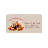 Étiquette Watercolor Thanksgiving Turquie & Citrouilles Adre (Devant)