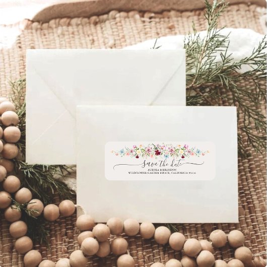 Étiquette Watercolor Wildflower Boho Garden Wedding 