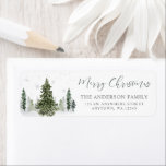 Étiquette Watercolor Winter Forest Christmas Return Adresse<br><div class="desc">Vous adorerez ces élégantes étiquettes d'adresse de retour de Noël de la forêt d'hiver. Ce design élégant comprend des aquarelles et des flocons de neige avec une police de script de calligraphie moderne.</div>