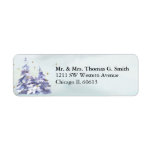 Étiquette Watercolor Winter Forest Gold Stars Return Address<br><div class="desc">Theme Parties' winter forest return address labels feature watercolor snowy evergreen trees set on a wintery background and accented with gold stars.  The easy-to-read lettering is traditional typography. #Christmas #Holidays #HolidayCards</div>