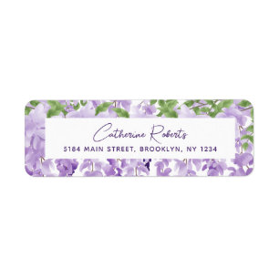 Étiquette Watercolor Wisteria Floral Mariage Adresse de reto