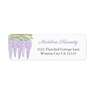 Étiquette Watercolor Wisteria Lilac Floral Return Address