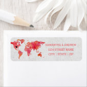 Étiquette Watercolor World Map Mariage Adresse de retour (En situation)