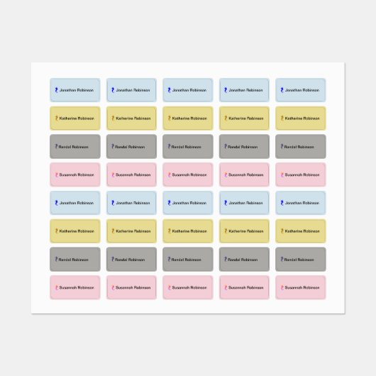 Étiquette WaterProof - Hippocampe et nom X 4 (Feuille)