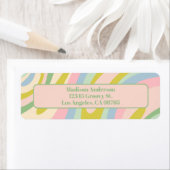 Étiquette Wavy Loops Pastel Motif Abstrait (En situation)