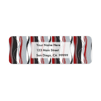 Étiquette Wavy Vertical Stripes Red White and Grey