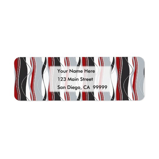 Étiquette Wavy Vertical Stripes Red White and Grey (Devant)