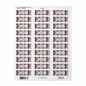 Étiquette Wavy Vertical Stripes Red White and Grey (Feuille entière)